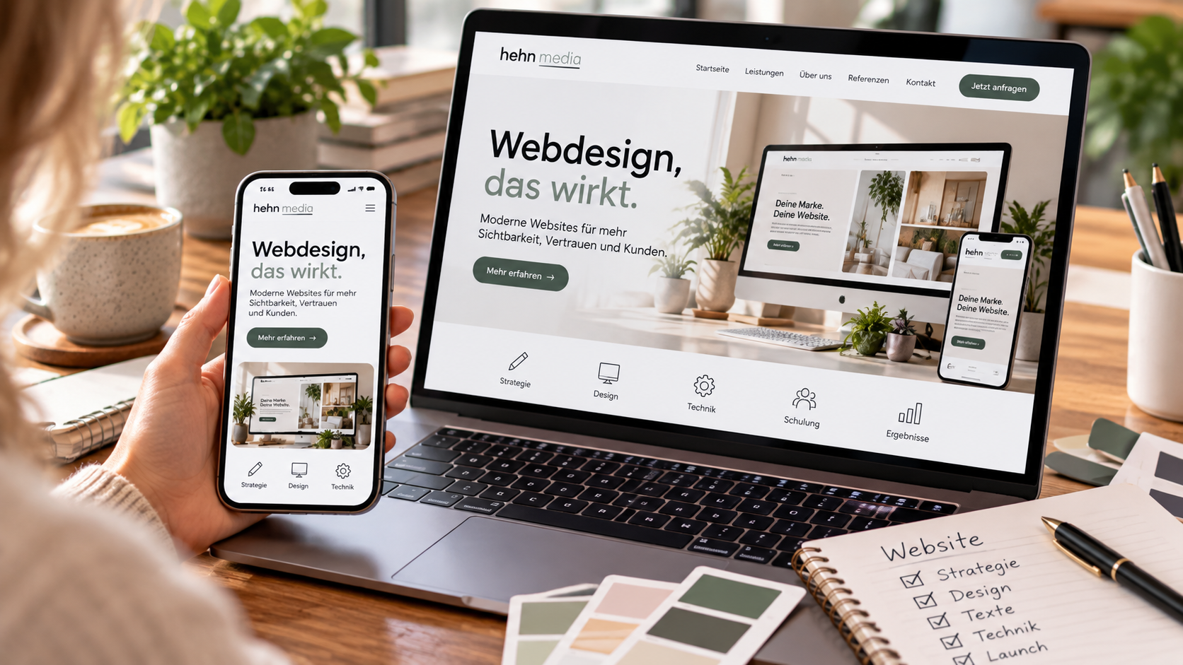 Website-Mockup auf Laptop & Handy